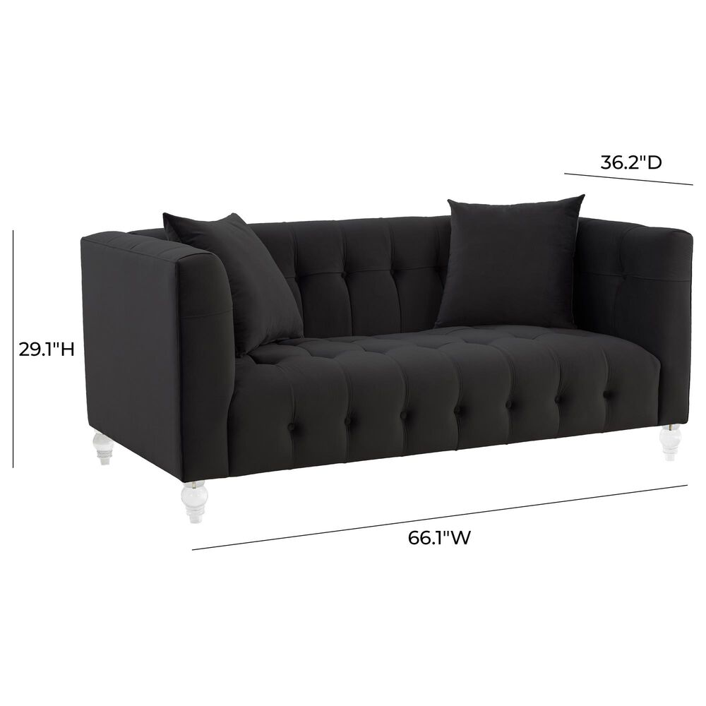 Tov Furniture Bea Stationary Loveseat in Black Velvet, , large