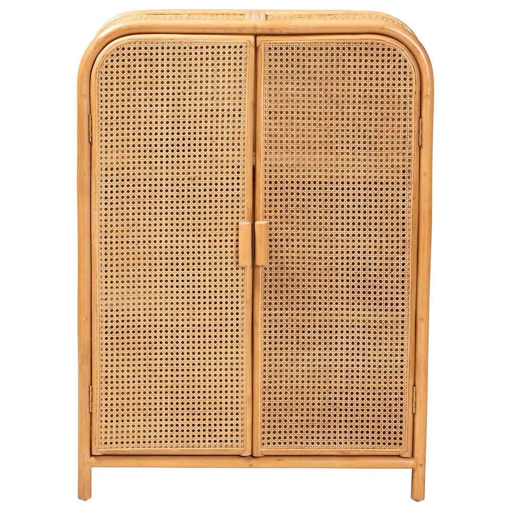 Baxton Studio Curacao 2-Door Rattan Storage Cabinet in Light Honey, , large