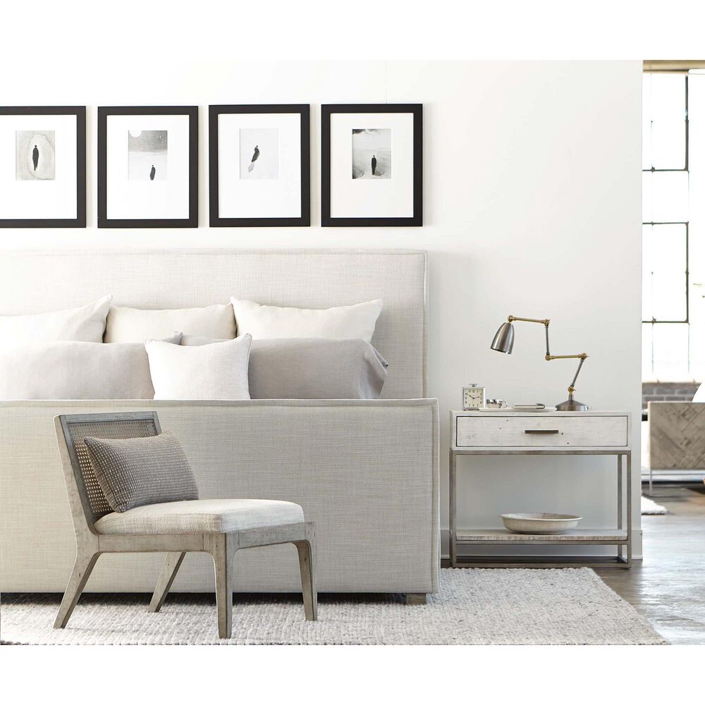 Bernhardt Highland Park Alvar Nightstand in Brushed White and Glazed Silver, , large