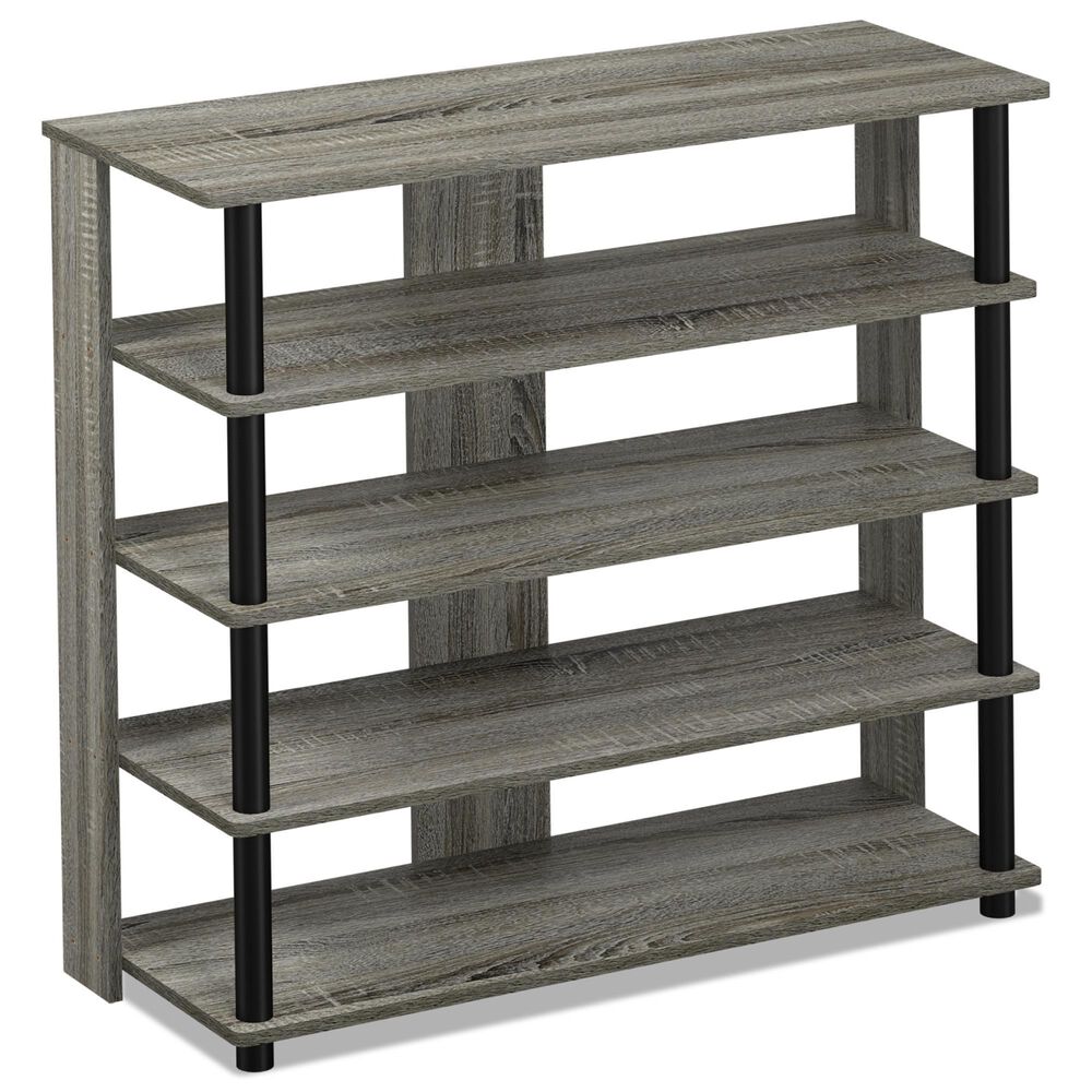 HOMLUX 5-Tier Shoe Rack in French Oak and Black, , large