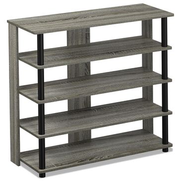 HOMLUX 5-Tier Shoe Rack in French Oak and Black, , large