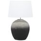 Maple and Jade 23" Ceramic Wide Rounded Textured Ombre Table Lamp with White Linen Shade in Black, , large