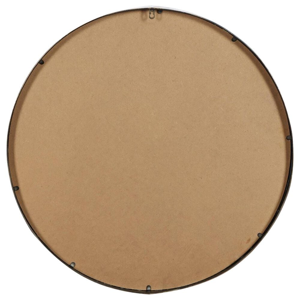 Maple and Jade 32&quot; Round Metal Wall Mirror with Thin Frame in Matte Brown and Black, , large