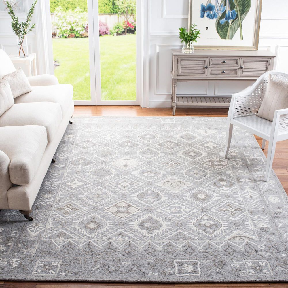 Safavieh Micro-Loop Southwestern 8&#39; x 10&#39; Ivory and Grey Area Rug, , large