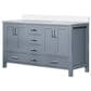 Lexora Home Jacques 60" Double Bathroom Vanity in Dark Grey with 2 cm White Cultured Marble Top and Rectangular Sinks, , large