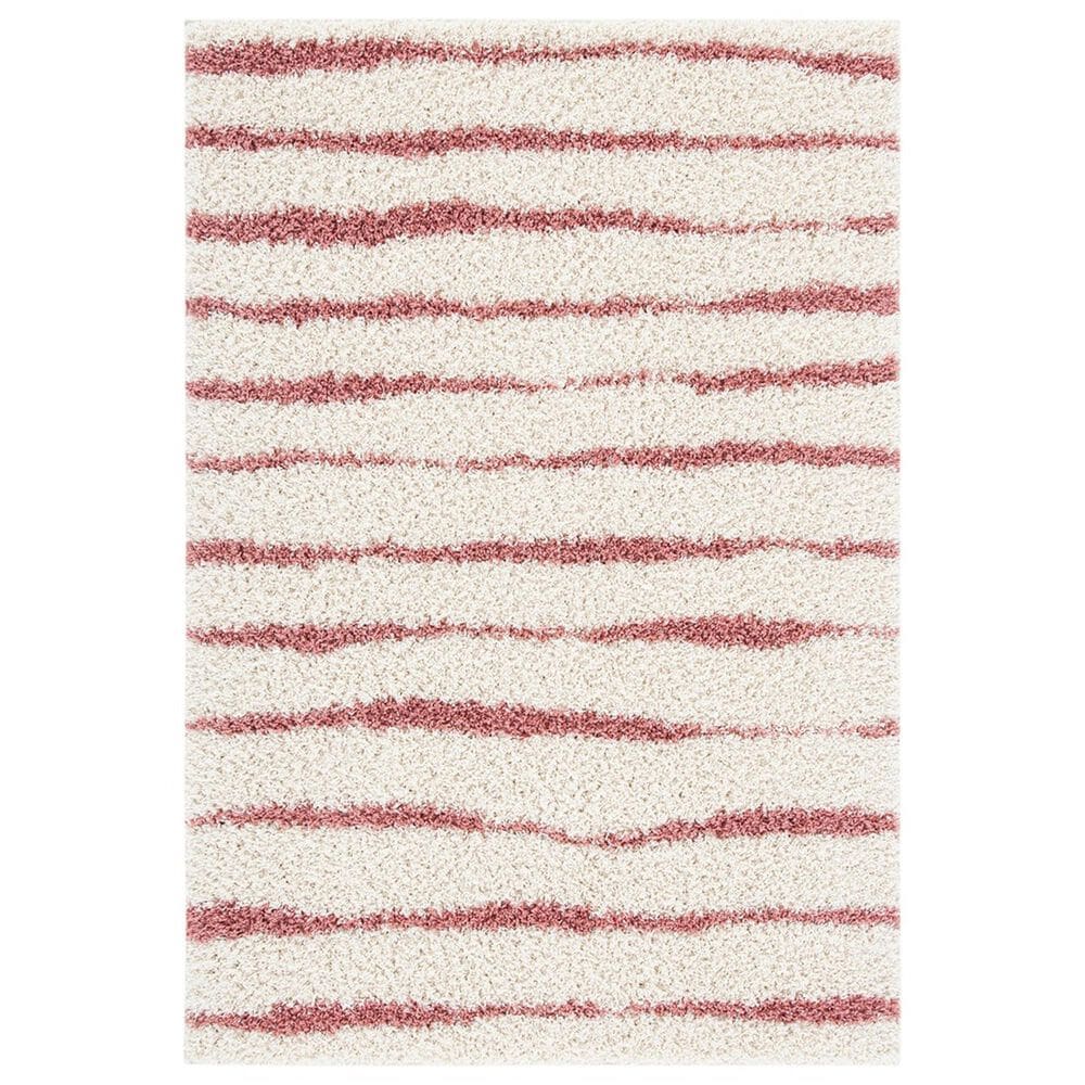Safavieh Venus Shag VNS603V 5"3" x 7"6" Ivory and Pink Area Rug, , large