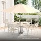 Hearth and Haven 5-Piece Outdoor Metal Dining Set with Stackable Chairs and Round Slatted Table in Sandstone, , large