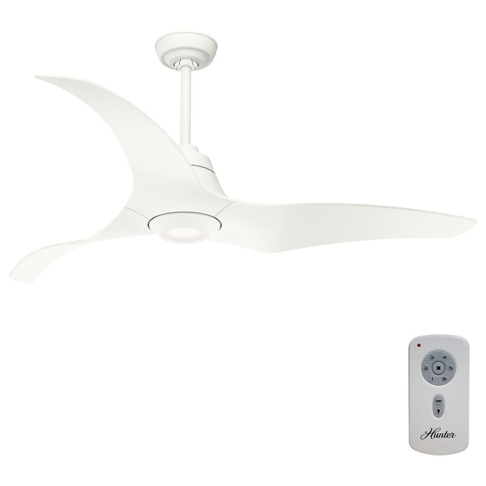 Hunter Stingray 60" Ceiling Fan with LED Light in Matte White, , large