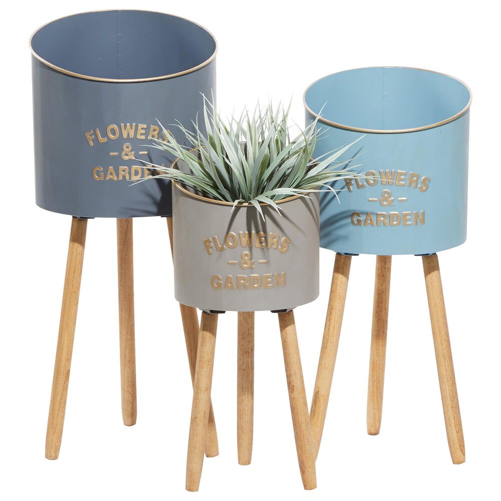 Maple and Jade Farmhouse Planter in Natural, Blue, Gray and Indigo &#40;Set of 3&#41;, , large