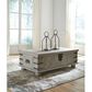 Ashley Carynhurst Lift Top Coffee Table in White Wash Gray, , large