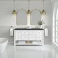 James Martin Vanities Breckenridge 60" Double Bathroom Vanity in Bright White with 3 cm Charcoal Soapstone Quartz Top and Rectangular Sinks, , large