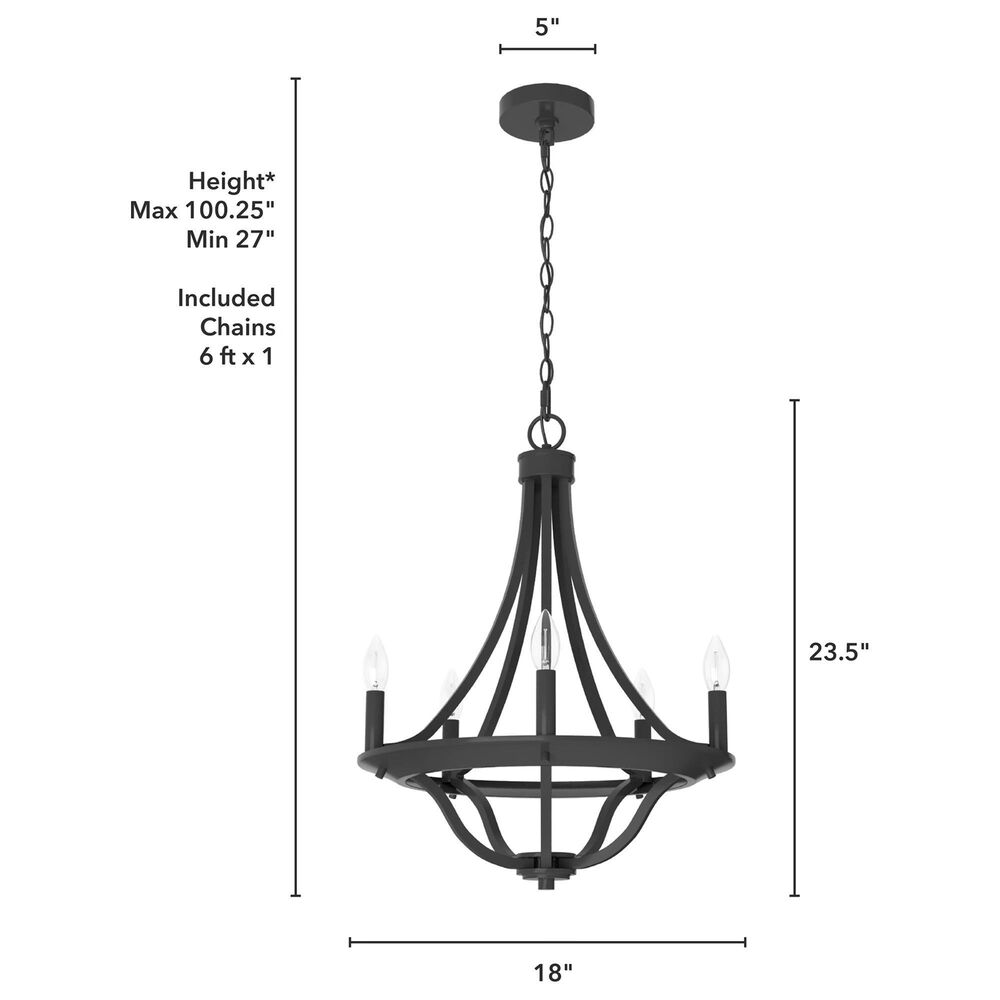 Hunter Perch Point 18&quot; 5-Light Chandelier in Noble Bronze, , large