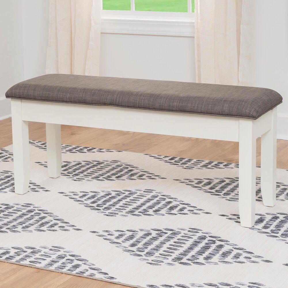 Linon Home Decor Jane Storage Bench with Taupe Cushion in Vanilla White, , large