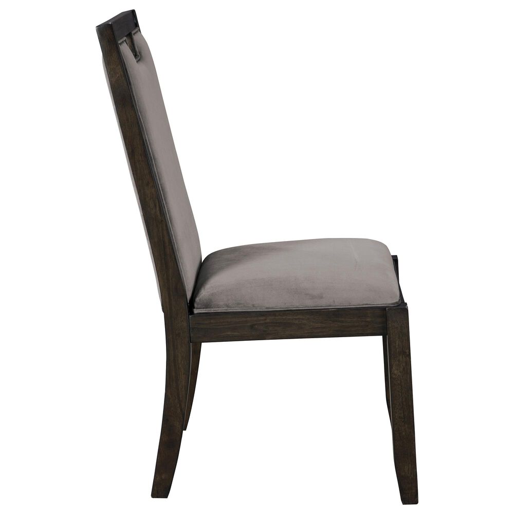 Ashley Hyndell Upholstered Side Chair with Faux Velvet Upholstery in Dark Brown Finish, , large