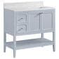 37B Ravello 36" Single Bathroom Vanity Cabinet in Soft Blue with Marble Top and Backsplash, , large