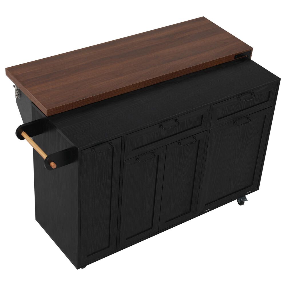 HOMLUX 102" Kitchen Island with Extendable Dining Table in Black, , large