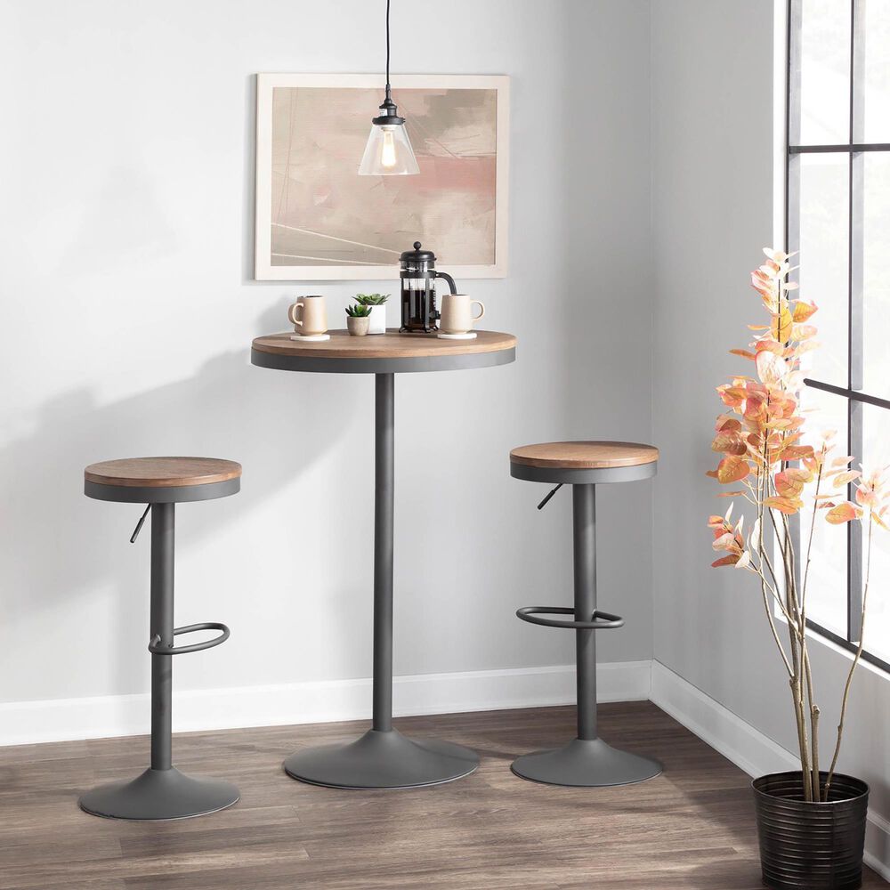 Lumisource Dakota 43&quot; Adjustable Bar Table in Brown and Grey, , large