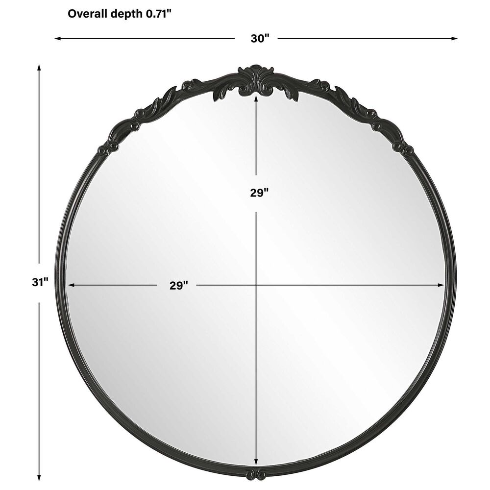 Uttermost 30&quot; Round Wall Mirror in Satin Black, , large