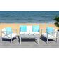 Safavieh Nunzio 4-Piece Outdoor Chat Set in Grey Wash, White, and Light Blue, , large