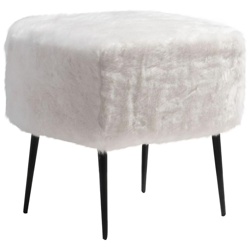 Zuo Modern Fuzz Stool in White, , large