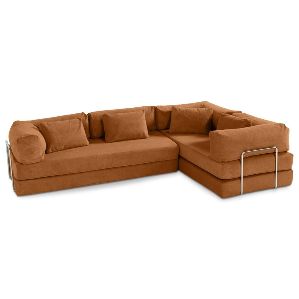 Jaxx Unsofa 2-Piece Modular Right Facing L-Shaped Sectional in Spice Orange, , large