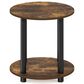 HOMLUX 2-Tier Round End Table in Amber Pine and Black, , large