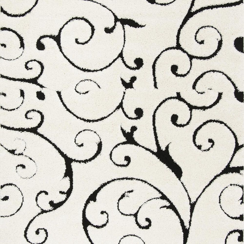 Safavieh Florida Shag SG455-1290-3 3&#39;3&quot; x 5&#39;3&quot; Ivory/Black Area Rug, , large