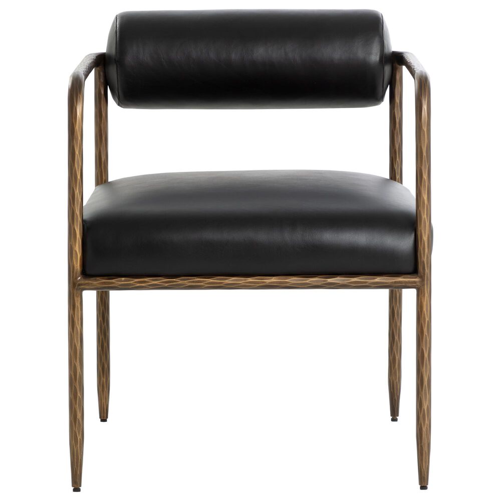 Club Collection By Sunpan Ajani Arm Chair with Charcoal Black Cushion in Antique Brass, , large