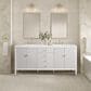 James Martin Vanities Myrrin 72" Double Vanity in Bright White with 3 cm Arctic Fall Solid Surface Top, , large