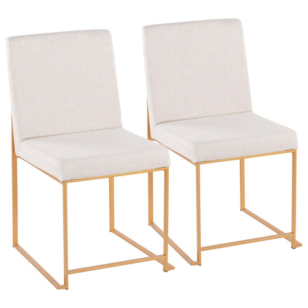 Lumisource Fuji Side Chair with Beige Cushion in Gold (Set of 2), , large