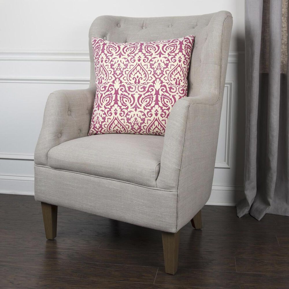Rizzy Home 22&quot; x 22&quot; Damask Down Pillow in Pink and White, , large