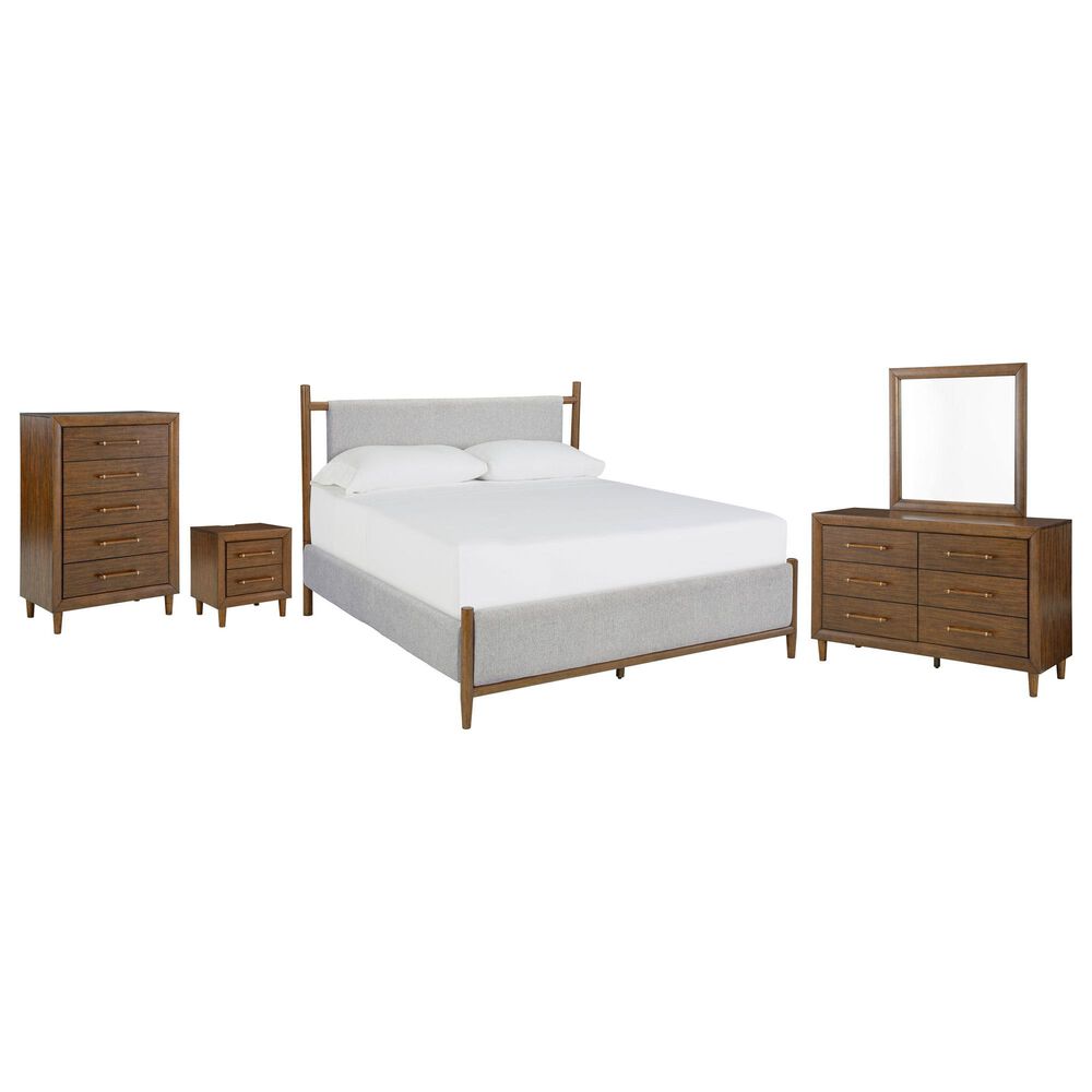Ashley Lyncott 5-Piece King Bedroom Set in Medium Brown, , large