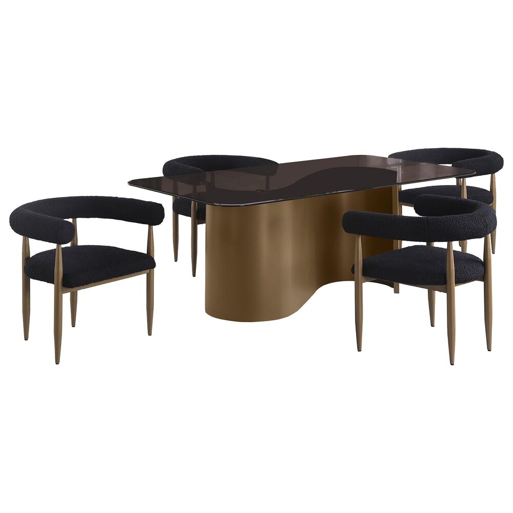 COASTER Edson 5-Piece Rectangular Dining Set in Golden Bronze and Black, , large