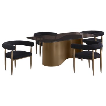 COASTER Edson 5-Piece Rectangular Dining Set in Golden Bronze and Black, , large