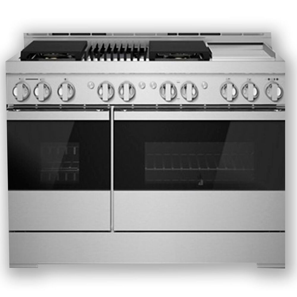 JennAir 48" Gas Professional Range with Chrome-Infused Griddle and Infrared Grill in Black Glass, , large