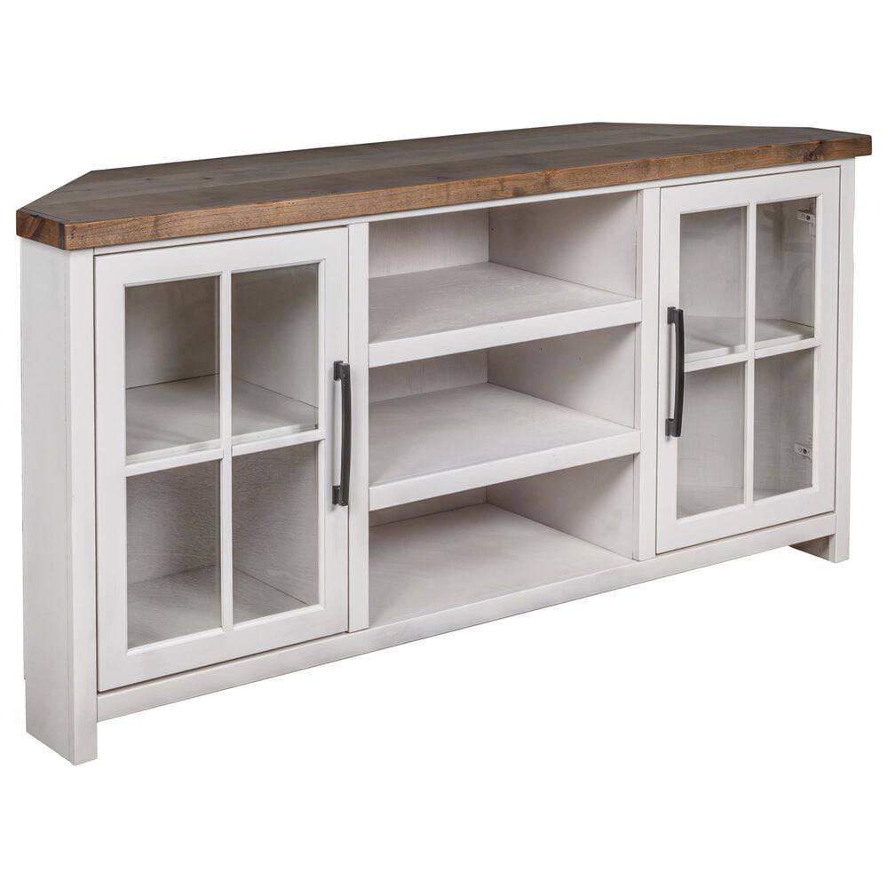 Legends Home Hampton 67" Corner TV Stand in Barnwood and Jasmin White, , large