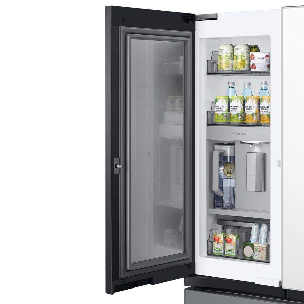 Samsung Bespoke Bespoke 30 Cu. Ft. 3-Door French Door Refrigerator - White Glass Top Family Hub Panels and Matte Gray Glass Bottom Panel Included, , large