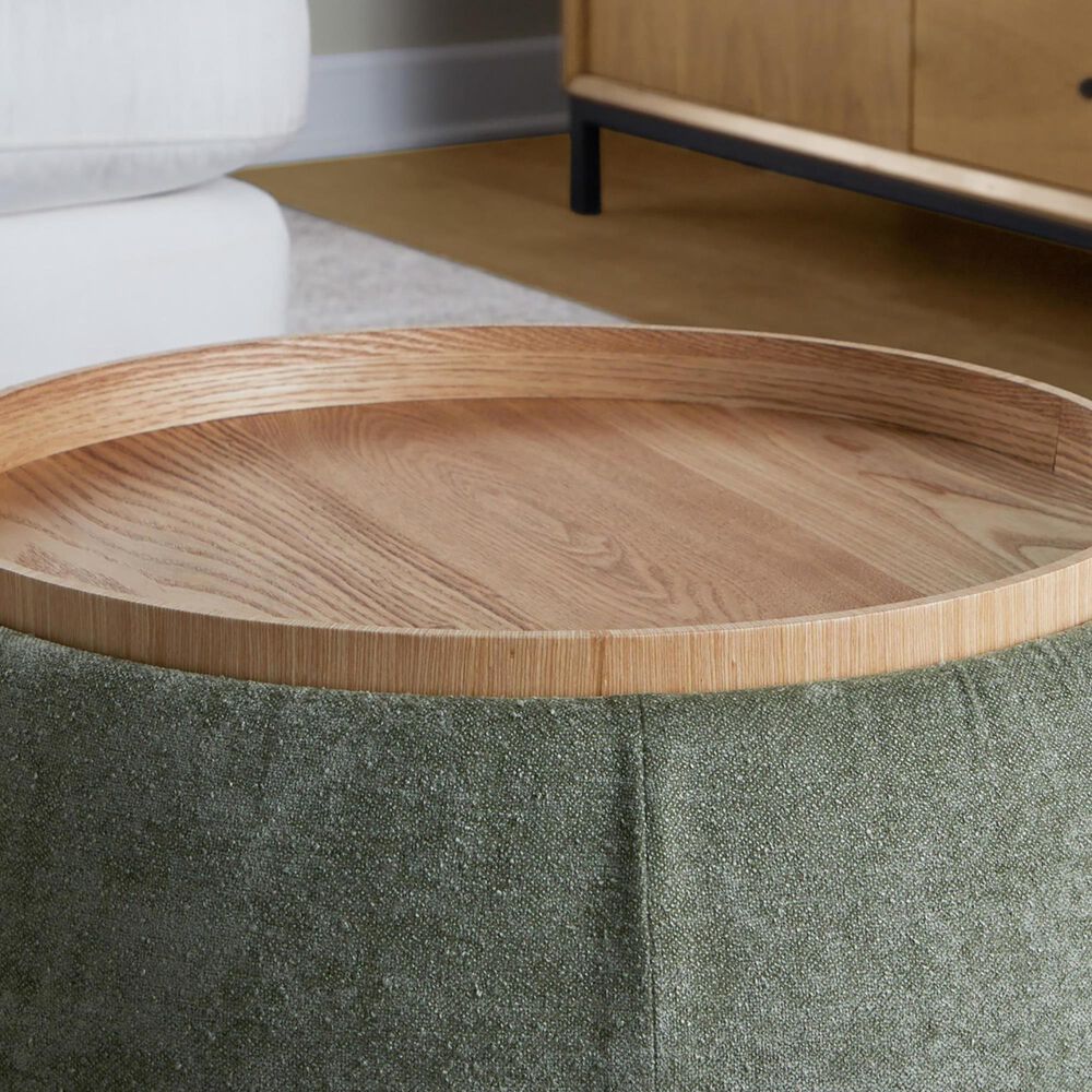 Lumisource Tray Storage Pouf with Leg in Green, , large