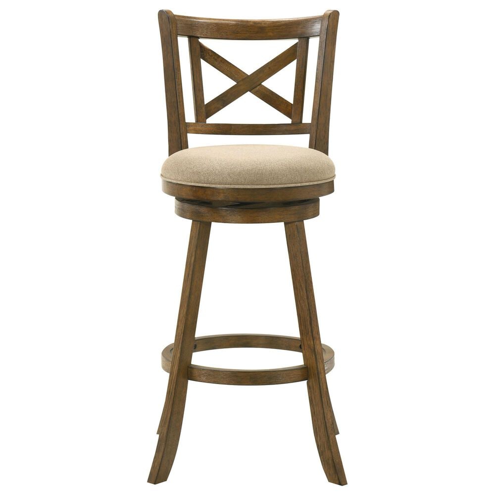Armen Living Kodi Swivel Bar Height Stool with Light Scone Upholstery in Sepia Brown, , large