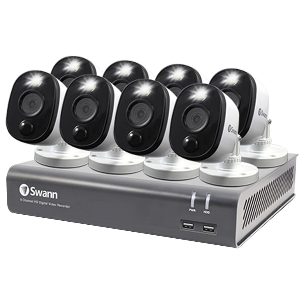 Swann 8 Camera 8 Channel 1080p Full Hd Dvr Security System In Black And White Nebraska Furniture Mart