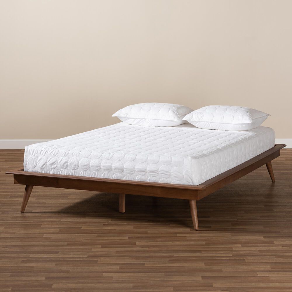 Baxton Studio Karine Full Platform Bed Frame in Walnut Brown, , large
