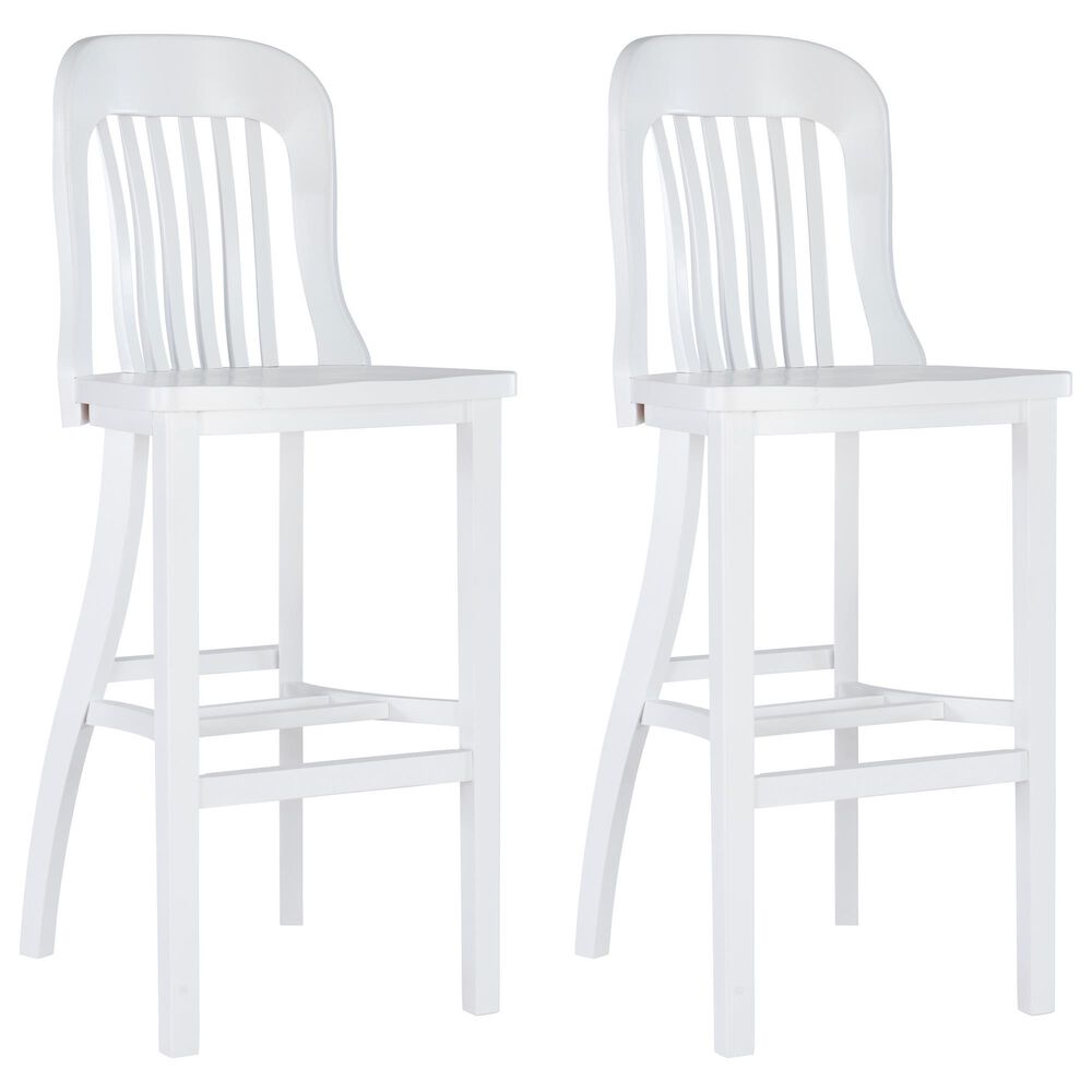 Linon Home Decor Maylen Bar Stool in Lustrous White (Set of 2), , large