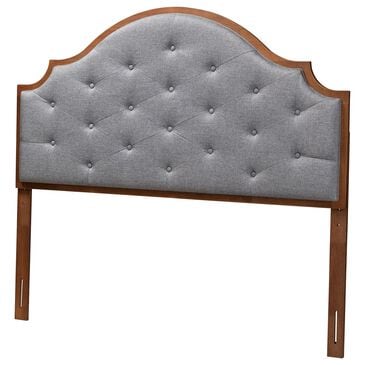Baxton Studio Premala King Panel Headboard in Walnut Brown, , large