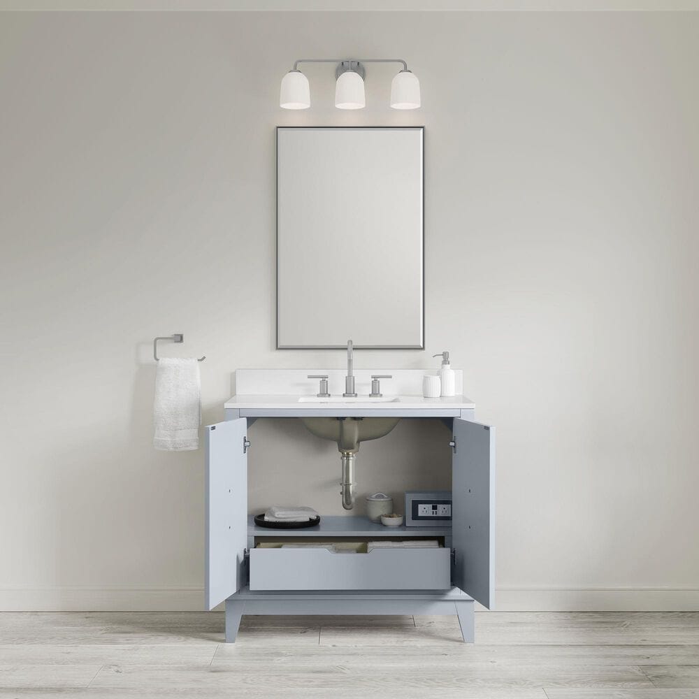 37B Fenwick 36" Single Bathroom Vanity in Soft Blue with Glossy White Composite Stone Top and Backsplash, , large