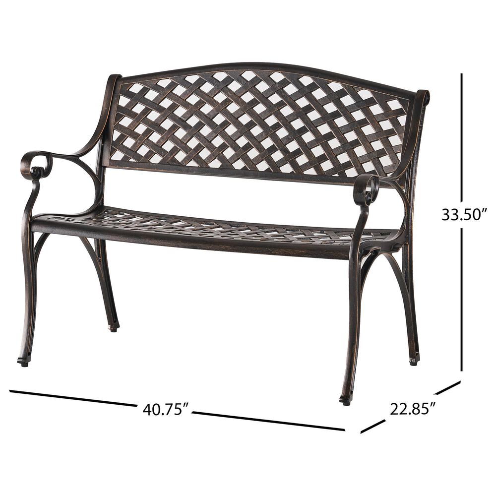 Hearth and Haven Spencer Patio Cast Bench in Copper, , large