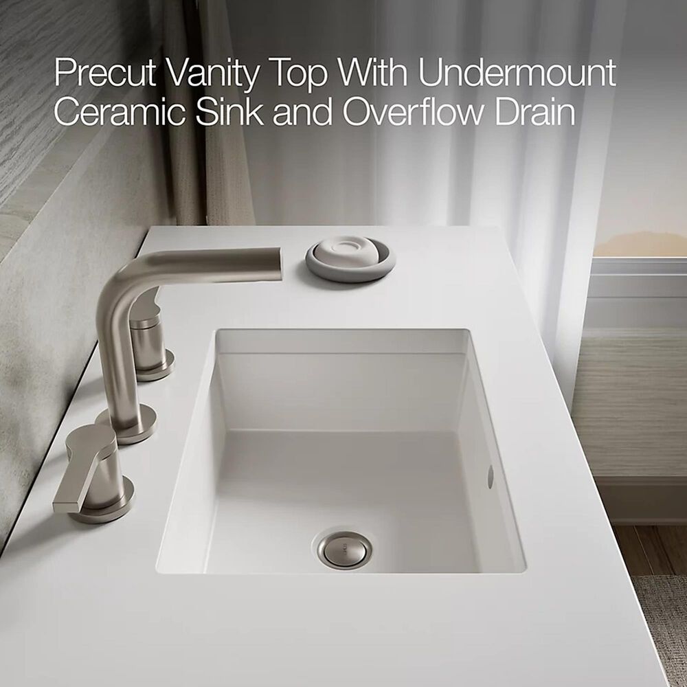 Kohler Seer 36" Single Bathroom Vanity in Mohair Grey with 3 cm Pure White Quartz Top and Rectangular Sink, , large