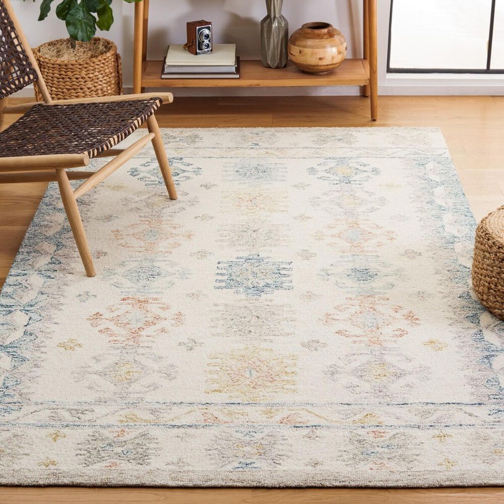 Safavieh Micro-Loop MLP476M 4&#39; x 6&#39; Ivory and Blue Area Rug, , large