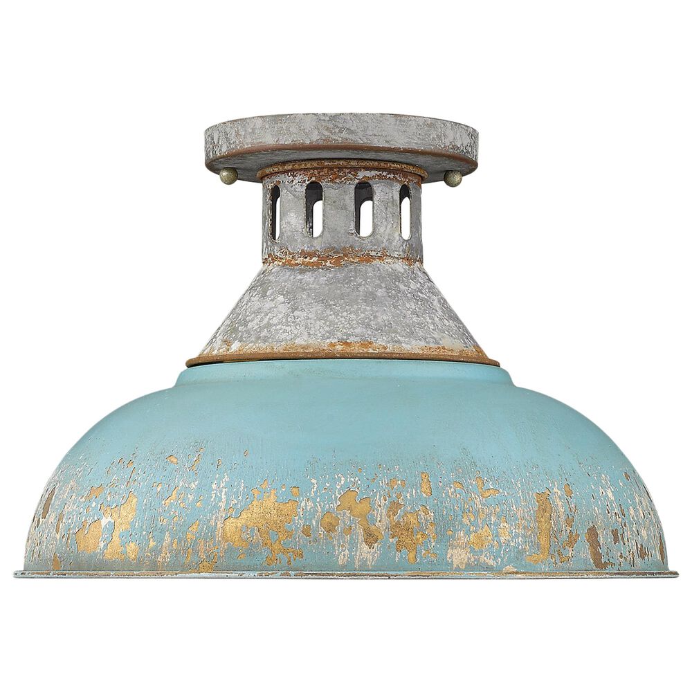 Golden Lighting Kinsley Semi-Flush in Aged Galvanized and Teal, , large