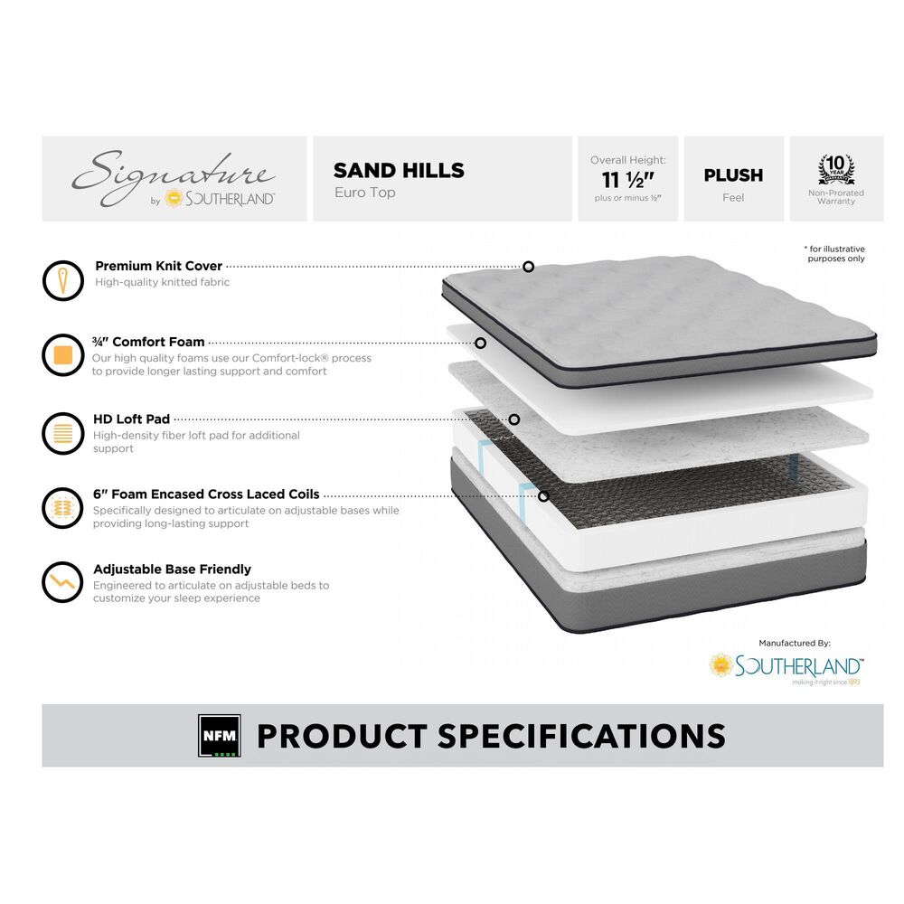 Southerland Signature Sandhills Euro Top Plush Full Mattress, , large