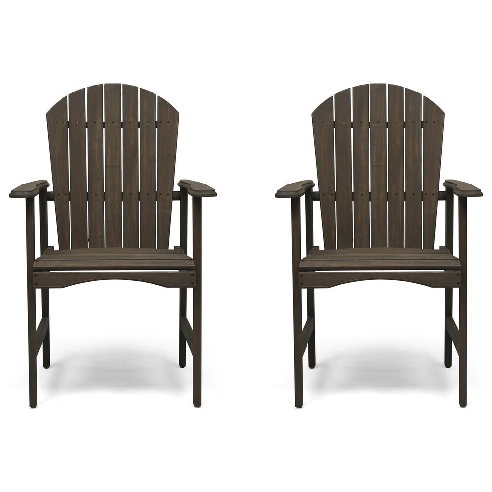 Hearth and Haven Outdoor Adirondack Dining Chair in Grey (Set of 2), , large